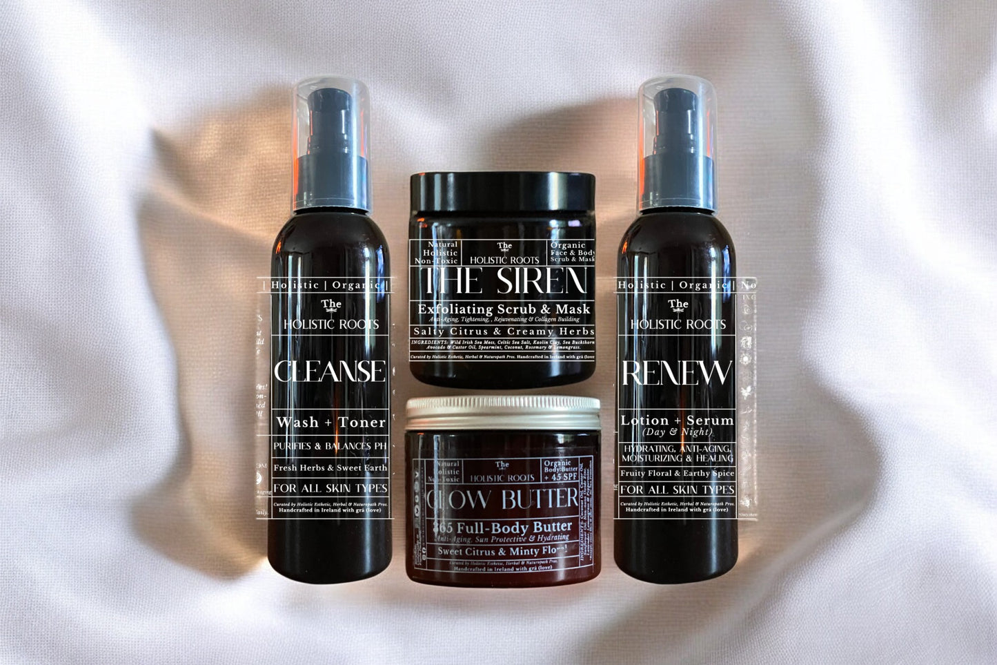 CLEANSE + RENEW + SIREN + GLOW BUTTER (Wash & Lotion + Serum & Scrub/Mask & Body Butter)