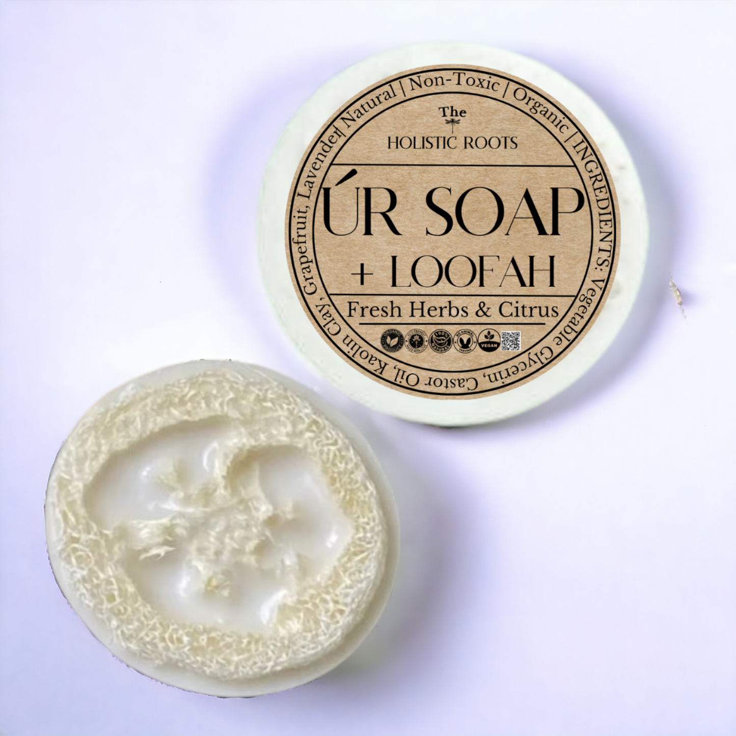 UR SOAP Body Soap Bar + Loofah - Holistic - Organic - All Natural