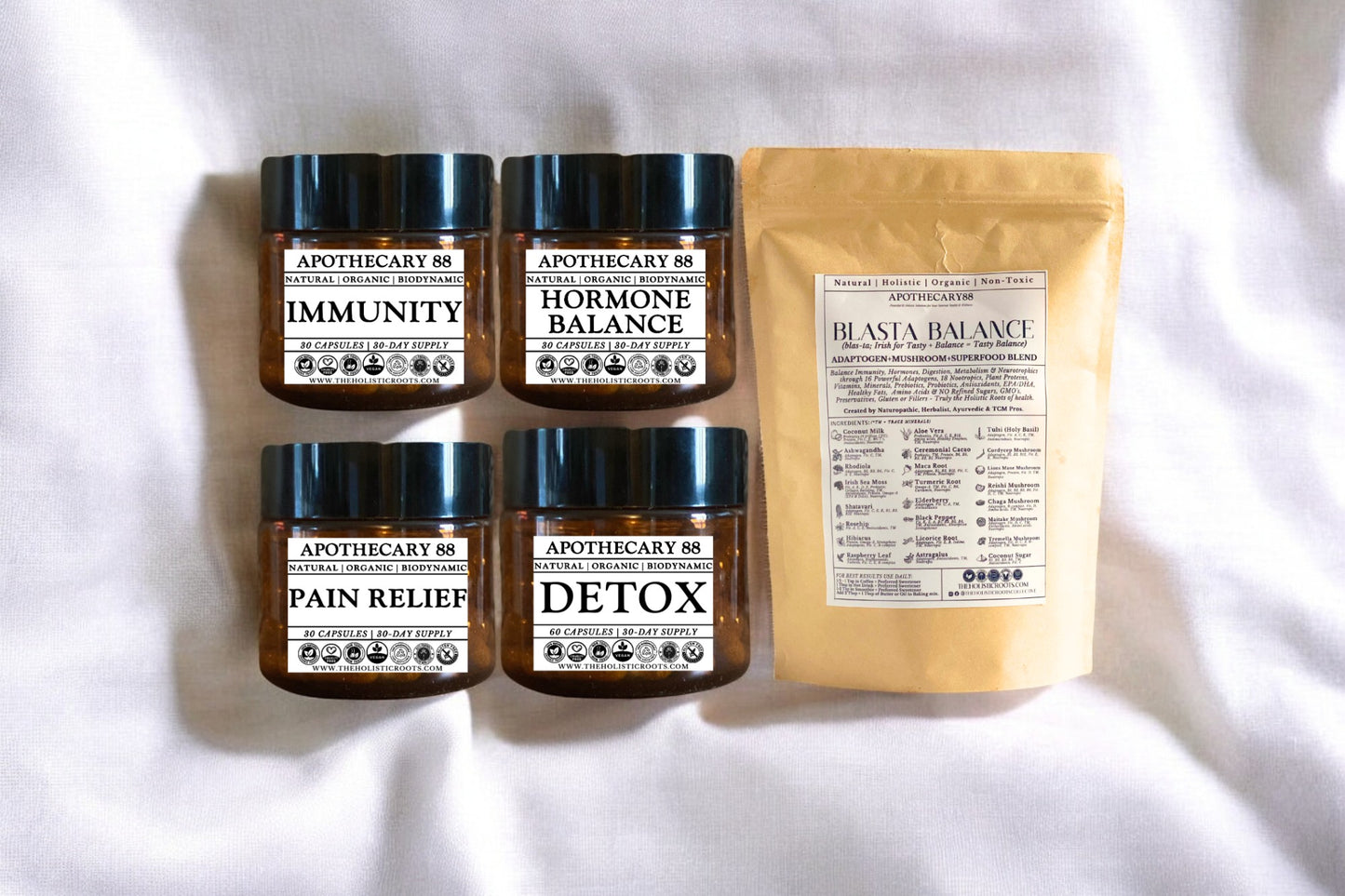 IMMUNITY + HORMONE BALANCE + PAIN RELIEF + DETOX + BLASTA BALANCE (Herbal Dietary Food Supplements & Wellness Drink Mix)