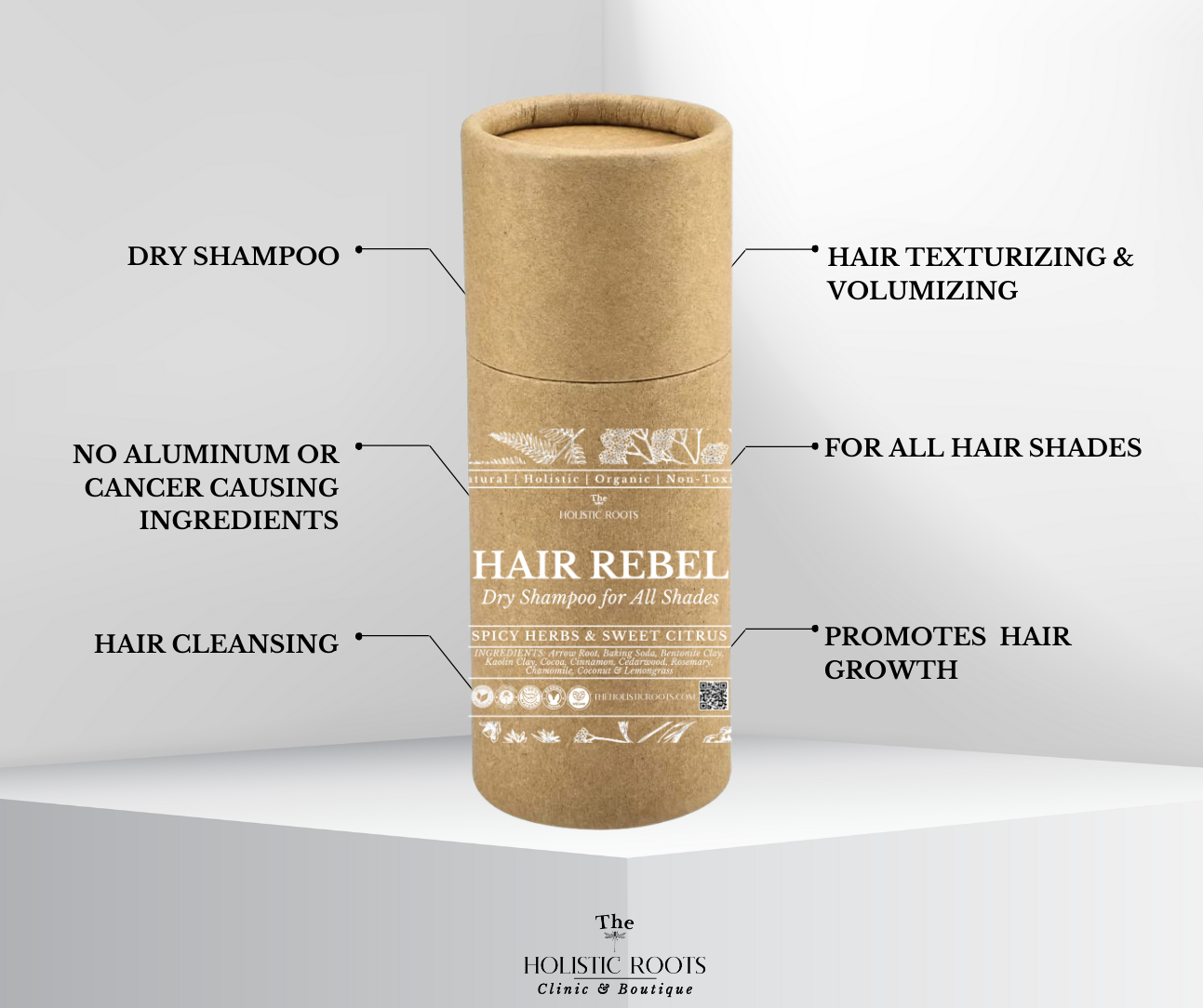 HAIR REBEL - Dry Shampoo - Holistic - Organic - All Natural -Non-Toxic